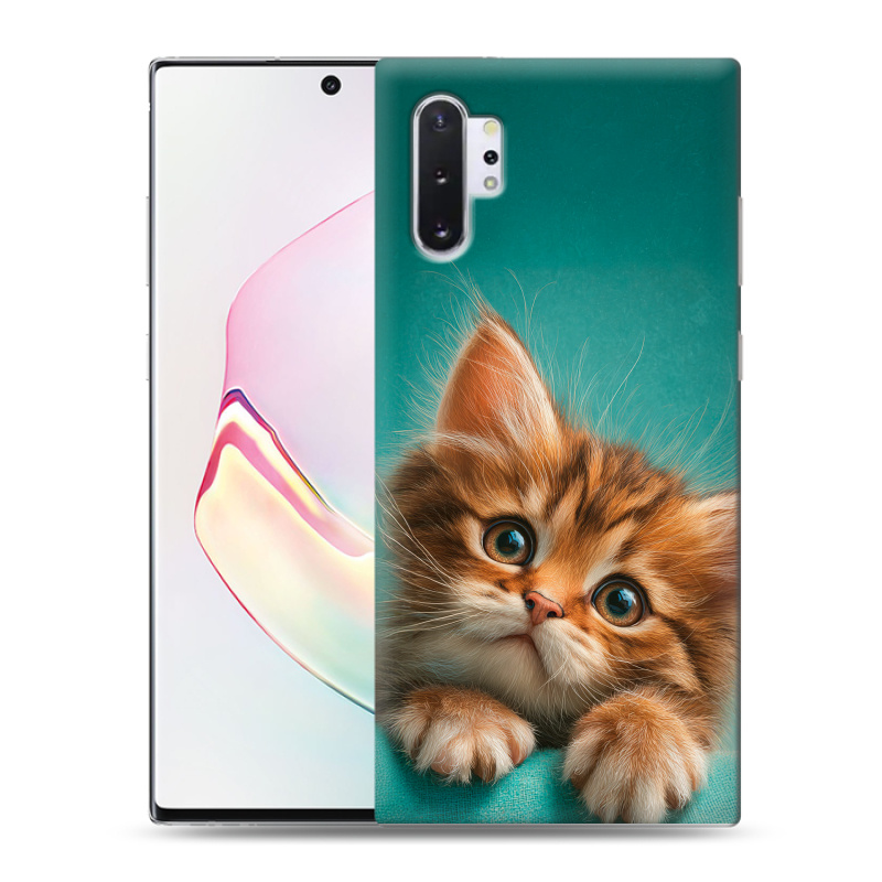Силиконовый противоударный чехол на Samsung Galaxy Note 10 Plus с принтом котенок Силиконовый противоударный чехол на Samsung Galaxy Note 10 Plus с принтом котенок