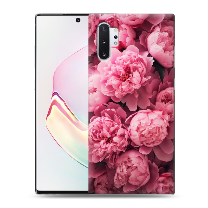 Силиконовый чехол на Samsung Galaxy Note 10 Plus с принтом цветы пионы Силиконовый чехол на Samsung Galaxy Note 10 Plus с принтом цветы пионы