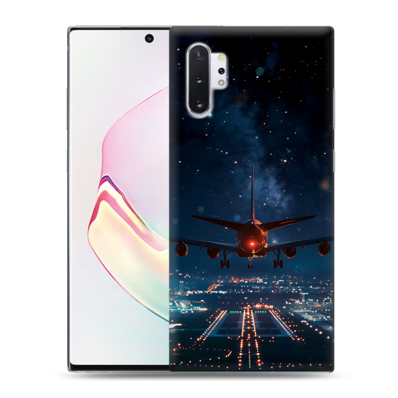 Силиконовый противоударный чехол на Samsung Galaxy Note 10 Plus с принтом самолет Силиконовый противоударный чехол на Samsung Galaxy Note 10 Plus с принтом самолет