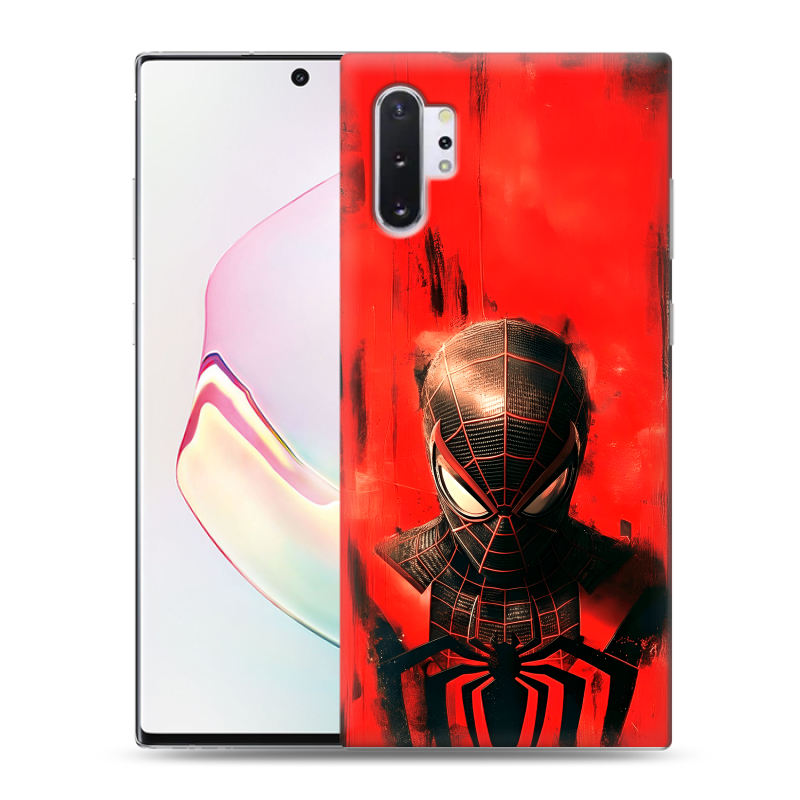 Силиконовый противоударный чехол на Samsung Galaxy Note 10 Plus с принтом человек паук spiderman Силиконовый противоударный чехол на Samsung Galaxy Note 10 Plus с принтом человек паук spiderman