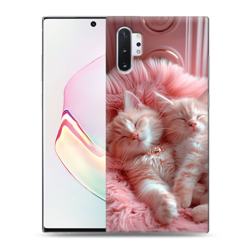 Силиконовый противоударный чехол на Samsung Galaxy Note 10 Plus с принтом котята котики Силиконовый противоударный чехол на Samsung Galaxy Note 10 Plus с принтом котята котики