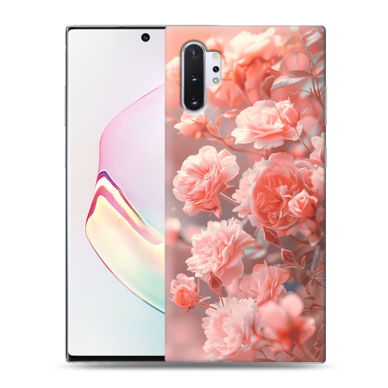Силиконовый противоударный чехол на Samsung Galaxy Note 10 Plus с принтом Розы цветы Силиконовый противоударный чехол на Samsung Galaxy Note 10 Plus с принтом Розы цветы