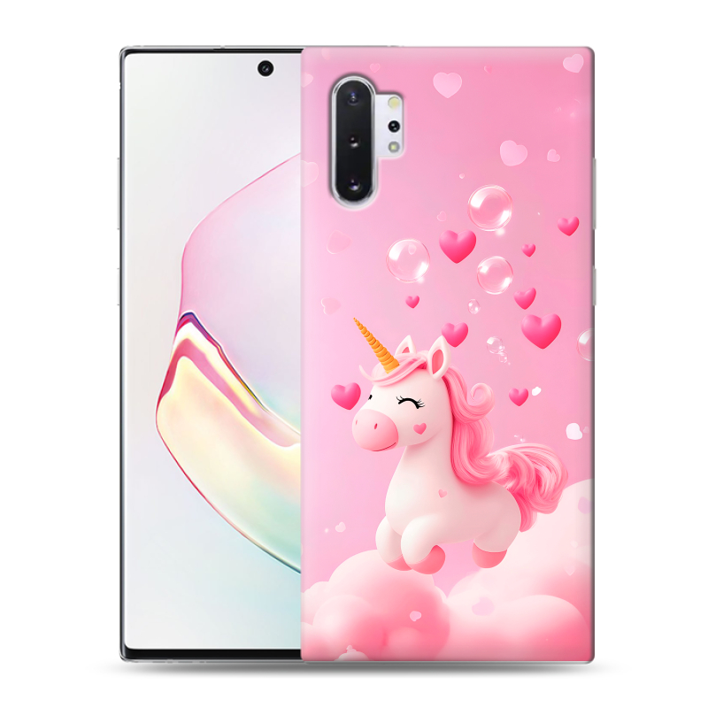 Силиконовый противоударный чехол на Samsung Galaxy Note 10 Plus с принтом Единорог Силиконовый противоударный чехол на Samsung Galaxy Note 10 Plus с принтом Единорог