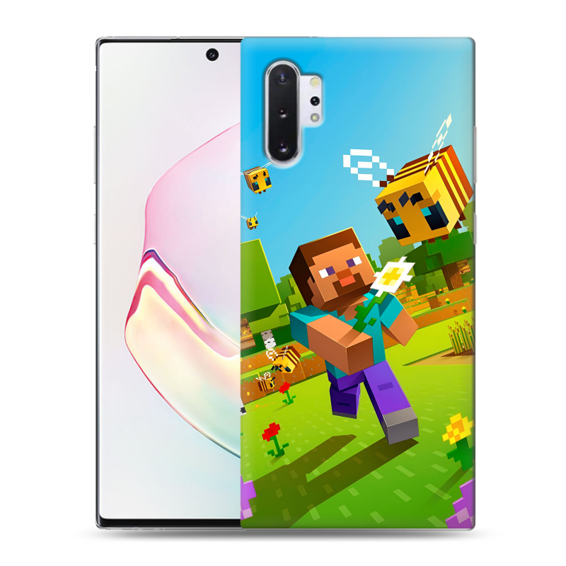 Силиконовый чехол на Samsung Galaxy Note 10 Plus с принтом Майнкрафт Minecraft Силиконовый чехол на Samsung Galaxy Note 10 Plus с принтом Майнкрафт Minecraft