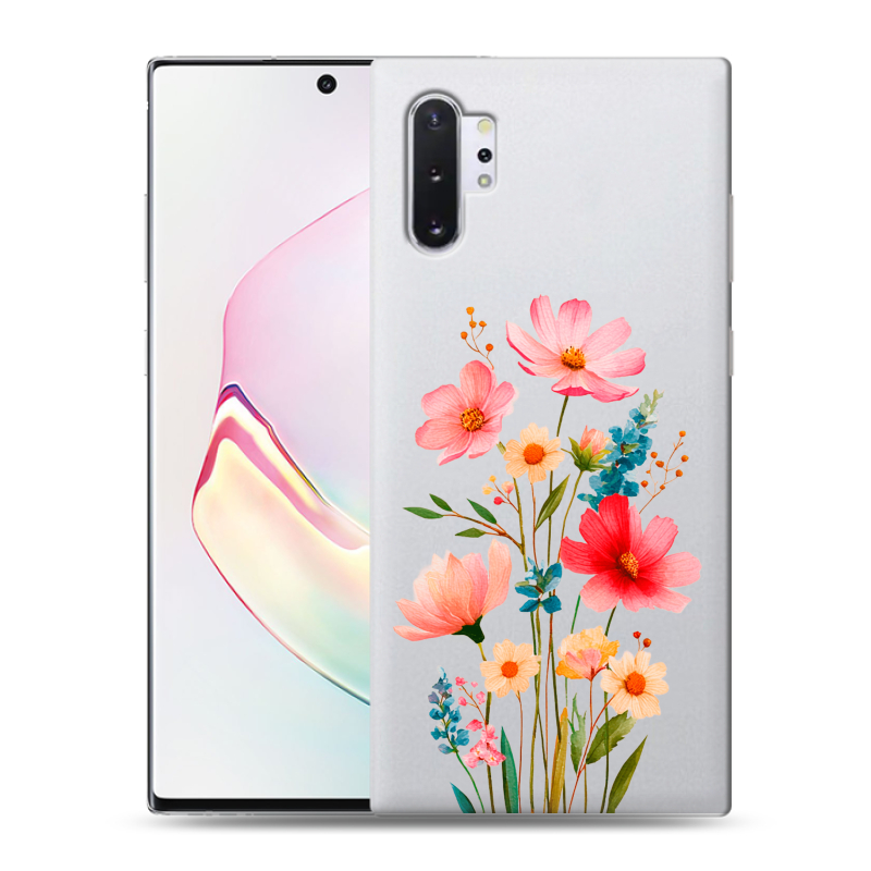 Силиконовый противоударный чехол на Samsung Galaxy Note 10 Plus с принтом Цветы Силиконовый противоударный чехол на Samsung Galaxy Note 10 Plus с принтом Цветы