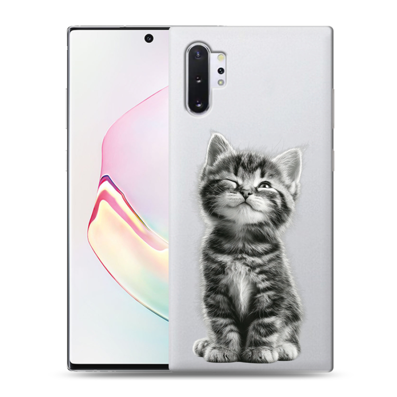 Силиконовый противоударный чехол на Samsung Galaxy Note 10 Plus с принтом Котенок Силиконовый противоударный чехол на Samsung Galaxy Note 10 Plus с принтом Котенок