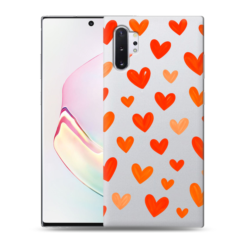 Силиконовый противоударный чехол на Samsung Galaxy Note 10 Plus с принтом Сердечки Силиконовый противоударный чехол на Samsung Galaxy Note 10 Plus с принтом Сердечки