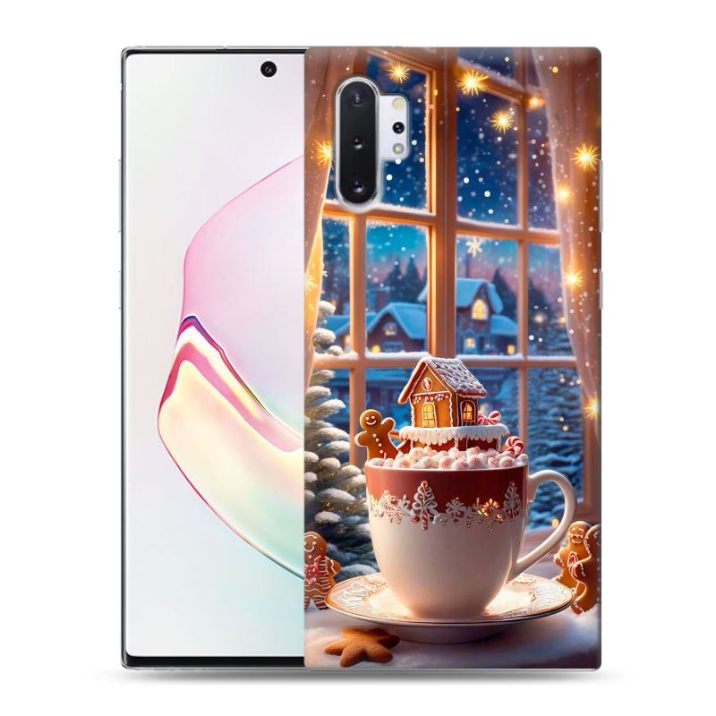 Силиконовый противоударный чехол на Samsung Galaxy Note 10 Plus с принтом Новый год Силиконовый противоударный чехол на Samsung Galaxy Note 10 Plus с принтом Новый год