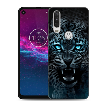 Силиконовый чехол на Motorola One Action с принтом Темный леопард
