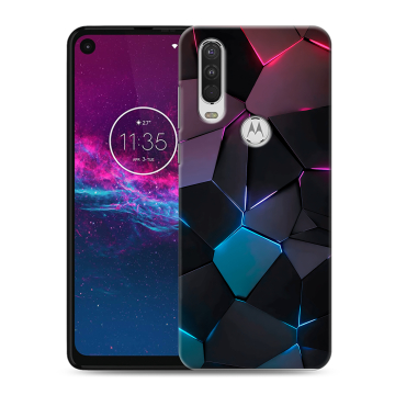 Силиконовый чехол на Motorola One Action с принтом Геометрия неона
