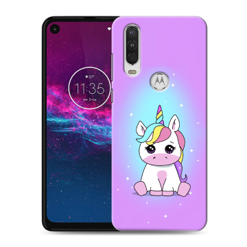 Силиконовый чехол на Motorola One Action с принтом Единорог