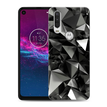 Силиконовый чехол на Motorola One Action с принтом Черные кристаллы