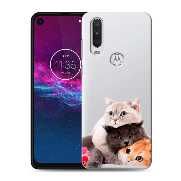 Силиконовый чехол на Motorola One Action с принтом Кошки