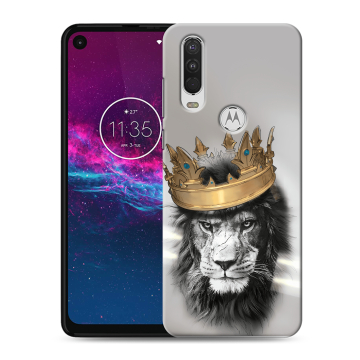 Силиконовый чехол на Motorola One Action с принтом Лев с короной