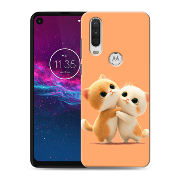 Силиконовый чехол на Motorola One Action с принтом Милые котики