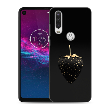 Силиконовый чехол на Motorola One Action с принтом Черная клубника