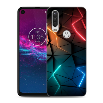 Силиконовый чехол на Motorola One Action с принтом Абстракция неон