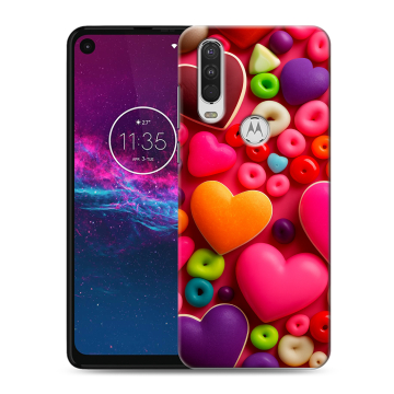 Силиконовый чехол на Motorola One Action с принтом Сердечки