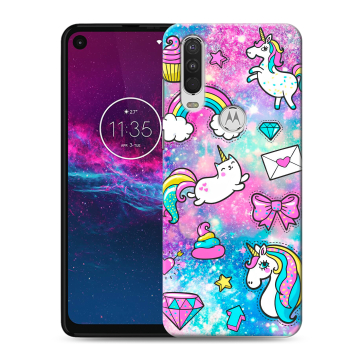 Силиконовый чехол на Motorola One Action с принтом Единороги
