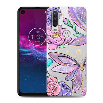 Силиконовый чехол на Motorola One Action с принтом Бабочки и цветы