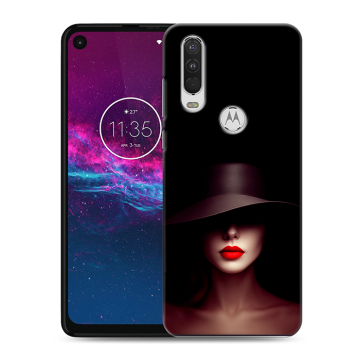 Силиконовый чехол на Motorola One Action с принтом Девушка в шляпе