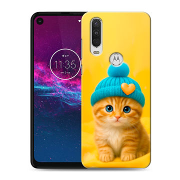 Силиконовый чехол на Motorola One Action с принтом Котенок в шапке