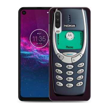 Силиконовый чехол на Motorola One Action с принтом Старый телефон