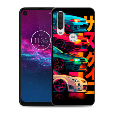 Силиконовый чехол на Motorola One Action с принтом Гоночные машины