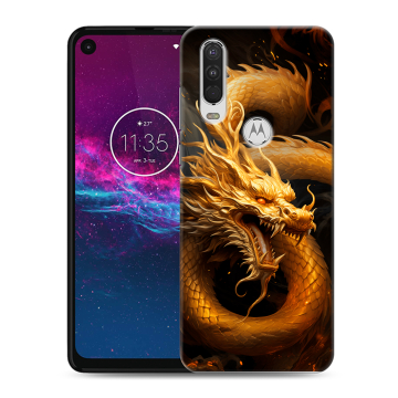 Силиконовый чехол на Motorola One Action с принтом Золотой дракон