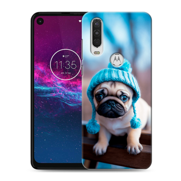 Силиконовый чехол на Motorola One Action с принтом Мопс в шапке