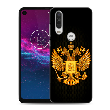Силиконовый чехол на Motorola One Action с принтом Герб России желтый