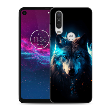 Силиконовый чехол на Motorola One Action с принтом Волк ночной