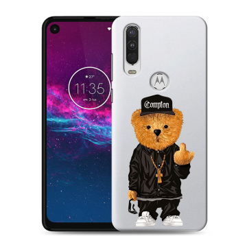 Силиконовый чехол на Motorola One Action с принтом Плюшевый медведь
