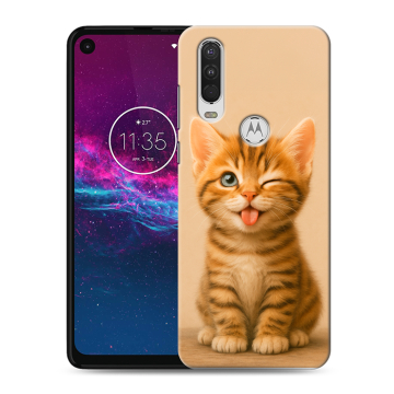 Силиконовый чехол на Motorola One Action с принтом котенок