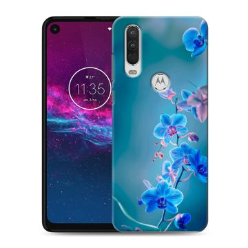 Силиконовый чехол на Motorola One Action с принтом Голубые цветы