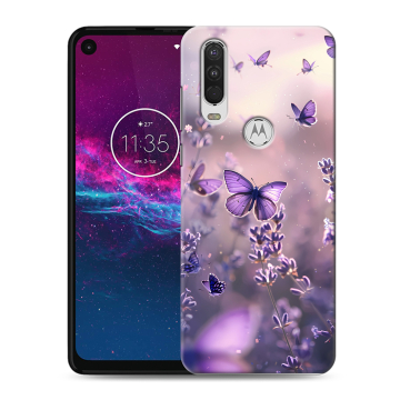 Силиконовый чехол на Motorola One Action с принтом бабочки и лаванда