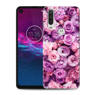 Силиконовый чехол на Motorola One Action с принтом лавандовые розы Силиконовый чехол на Motorola One Action с принтом лавандовые розы