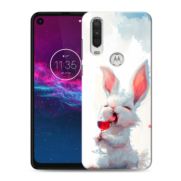 Силиконовый чехол на Motorola One Action с принтом кролик зайчик