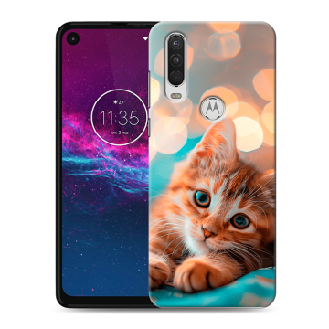 Силиконовый чехол на Motorola One Action с принтом котик