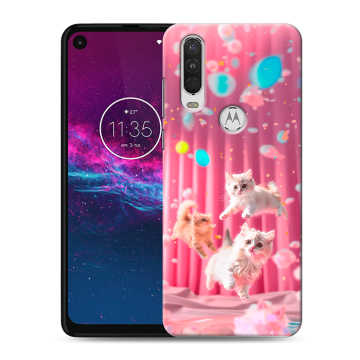 Силиконовый чехол на Motorola One Action с принтом милые котики Силиконовый чехол на Motorola One Action с принтом милые котики