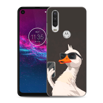 Силиконовый чехол на Motorola One Action с принтом утка в очках