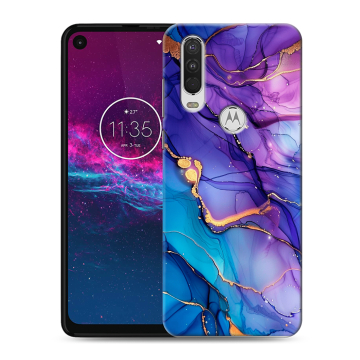 Силиконовый чехол на Motorola One Action с принтом синий мрамор
