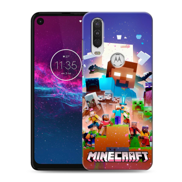 Силиконовый чехол на Motorola One Action с принтом Майнкрафт Minecraft