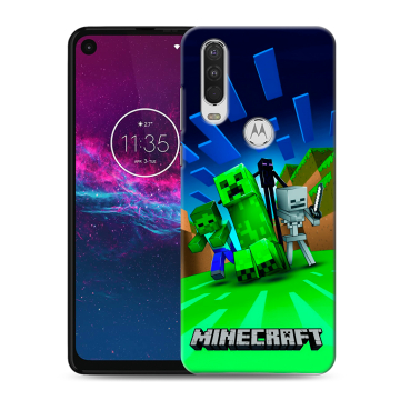 Силиконовый чехол на Motorola One Action с принтом Майнкрафт