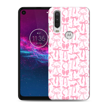 Силиконовый чехол на Motorola One Action с принтом Розовые бантики