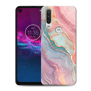 Силиконовый чехол на Motorola One Action с принтом розовый мрамор
