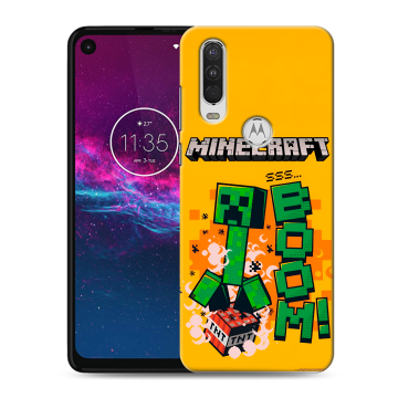 Силиконовый чехол на Motorola One Action с принтом Майнкрафт Minecraft