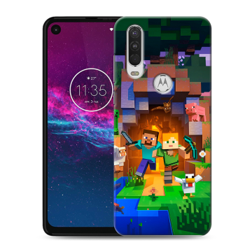 Силиконовый чехол на Motorola One Action с принтом Майнкрафт Minecraft