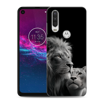Силиконовый чехол на Motorola One Action с принтом Лев кошки Силиконовый чехол на Motorola One Action с принтом Лев кошки
