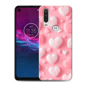 Силиконовый чехол на Motorola One Action с принтом Сердечки